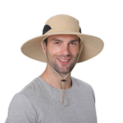 Men's Wide Brim Bucket Hat for Hiking Safari