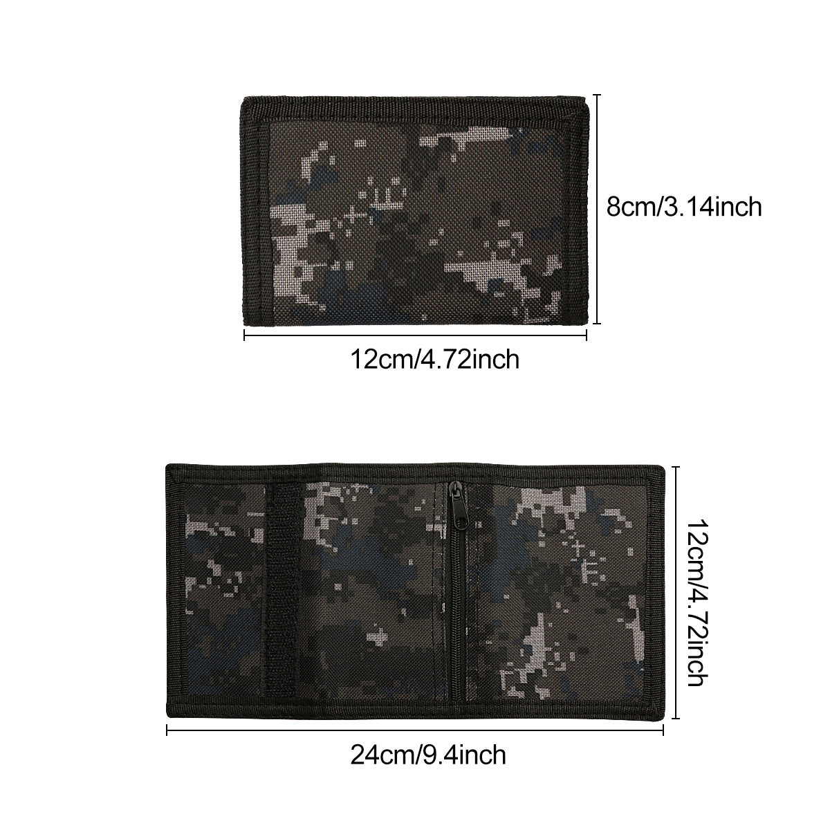 Canvas Camo Wallet Trifold Coin Purse Zip Pocket Men Boys