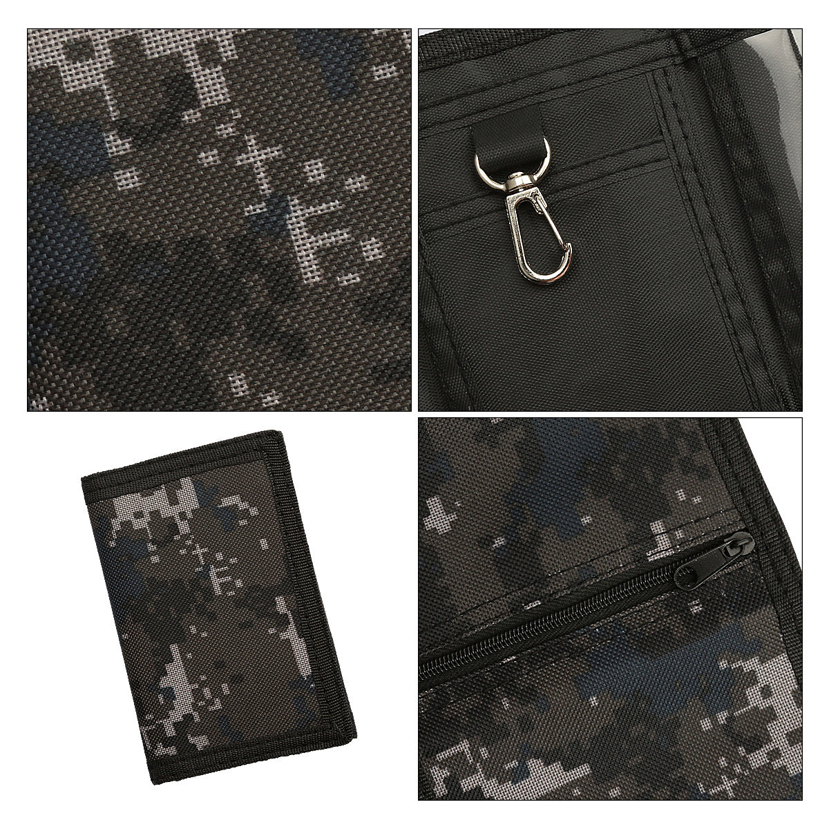 Canvas Camo Wallet Trifold Coin Purse Zip Pocket Men Boys