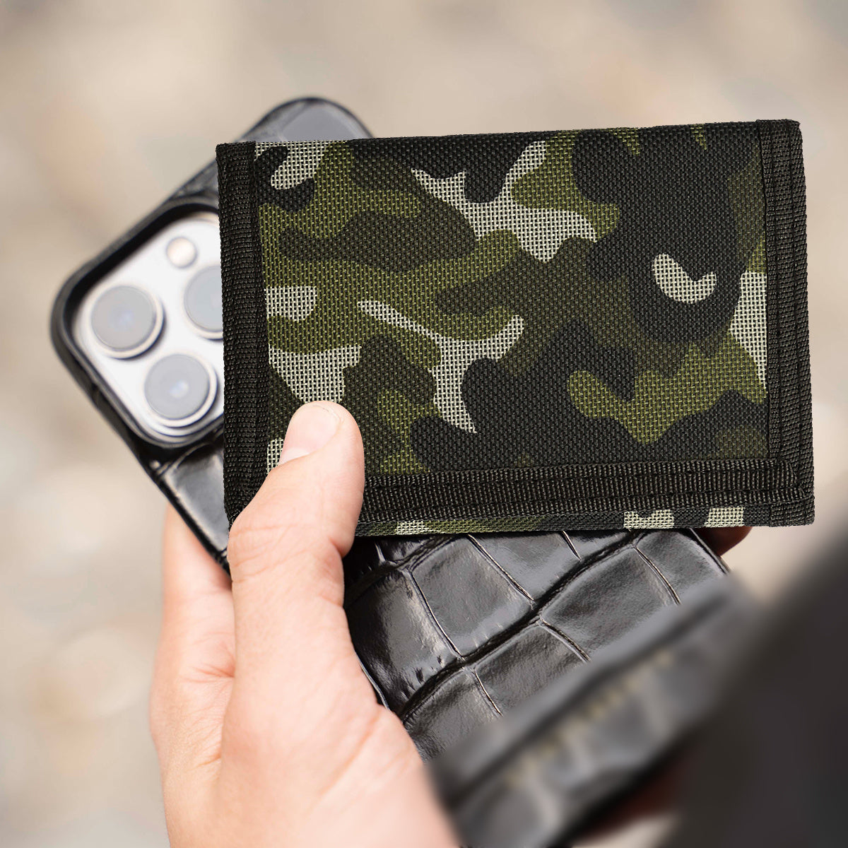 Canvas Camo Wallet Trifold Coin Purse Zip Pocket Men Boys