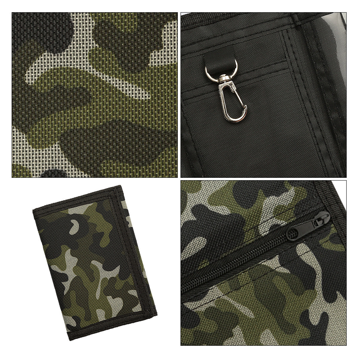 Canvas Camo Wallet Trifold Coin Purse Zip Pocket Men Boys