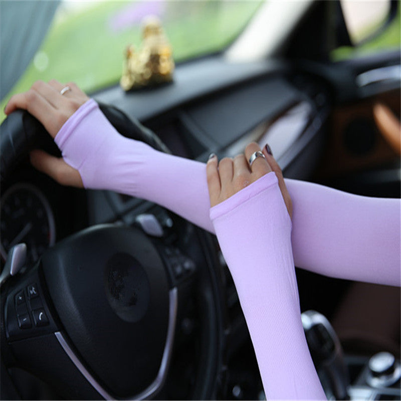 Elastic Ice Sleeve Sunscreen Fingerless Gloves for Outdoor