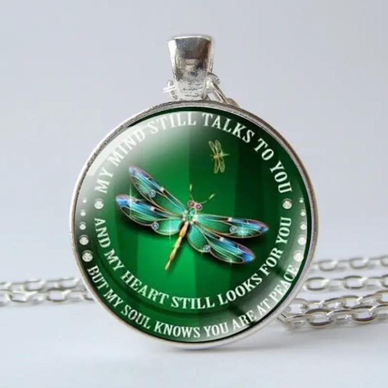 Green Dragonfly Gemstone Keychain Vintage Glass Pendant Bag Accessories