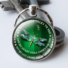 Green Dragonfly Gemstone Keychain Vintage Glass Pendant Bag Accessories