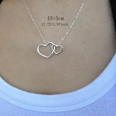 Mother & Daughter Silver Interlocking Heart Necklace