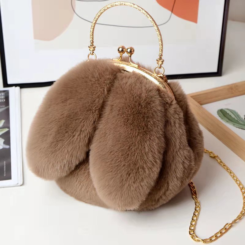 Rabbit Ear Makeup Bag with Chain - Stylish Crossbody Sling Bag