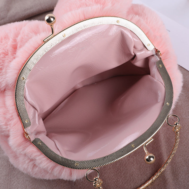 Rabbit Ear Makeup Bag with Chain - Stylish Crossbody Sling Bag