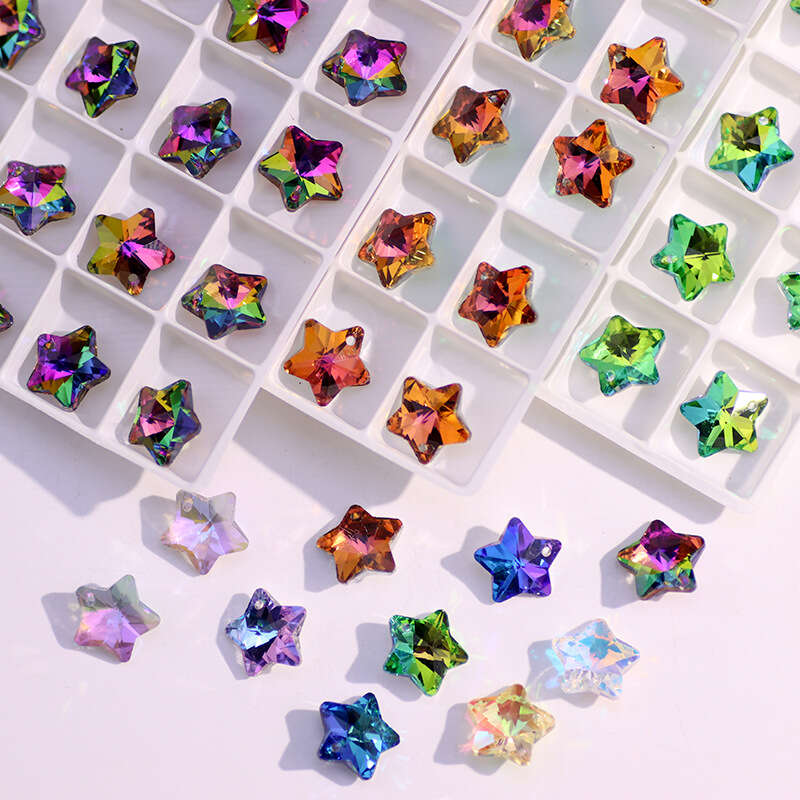 Star Pendants Austria Crystal Beads Rhinestone Charms Glass Stones