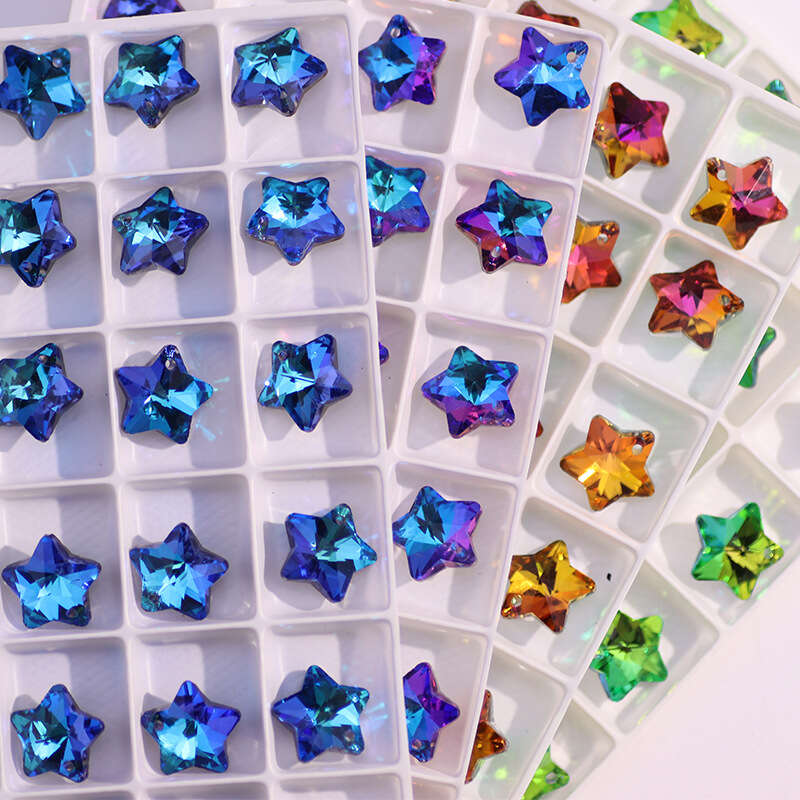 Star Pendants Austria Crystal Beads Rhinestone Charms Glass Stones