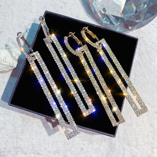 Rhinestone Claw Chain Drop Earrings for Women Dating Gift