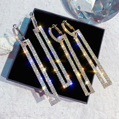 Rhinestone Claw Chain Drop Earrings for Women Dating Gift