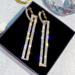 Rhinestone Claw Chain Drop Earrings for Women Dating Gift