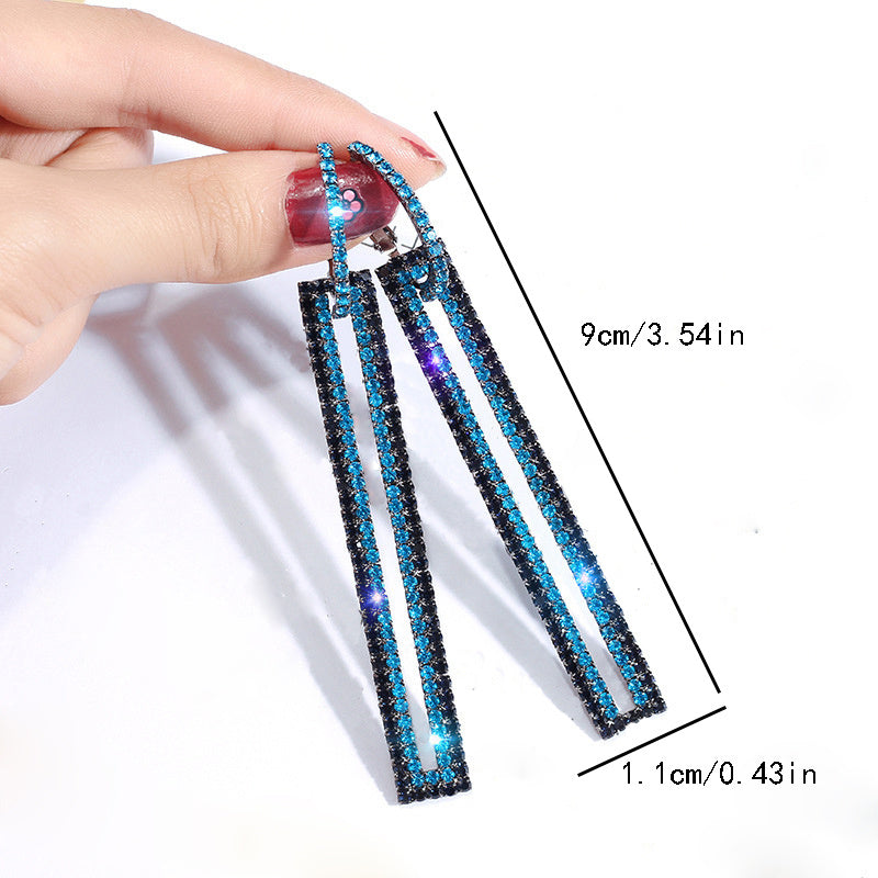 Rhinestone Claw Chain Drop Earrings for Women Dating Gift