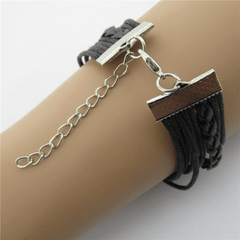 Retro Cat Big Tree Infinity Leather Bracelet