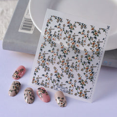 5D Floral Plant Embossed Nail Decals Self Adhesive Nail Stickers