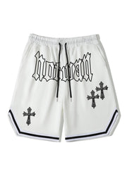 Cross Pattern Stripe Comfy Shorts Men's Casual Solid Stretch Shorts