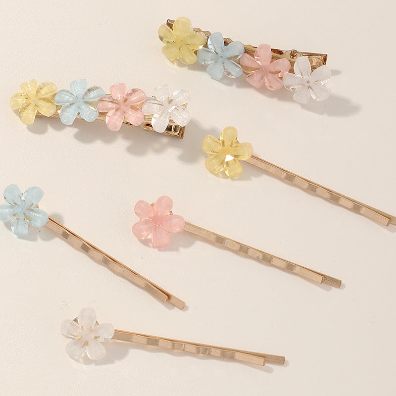 6pcs Jelly Flower Hair Pin for Women Girls Hair Clip