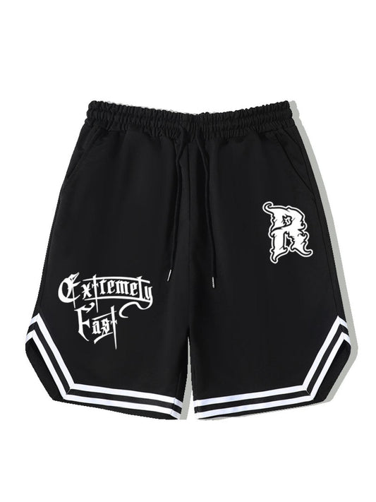 Fast Stripe Comfy Men's Shorts Elastic Waist Drawstring