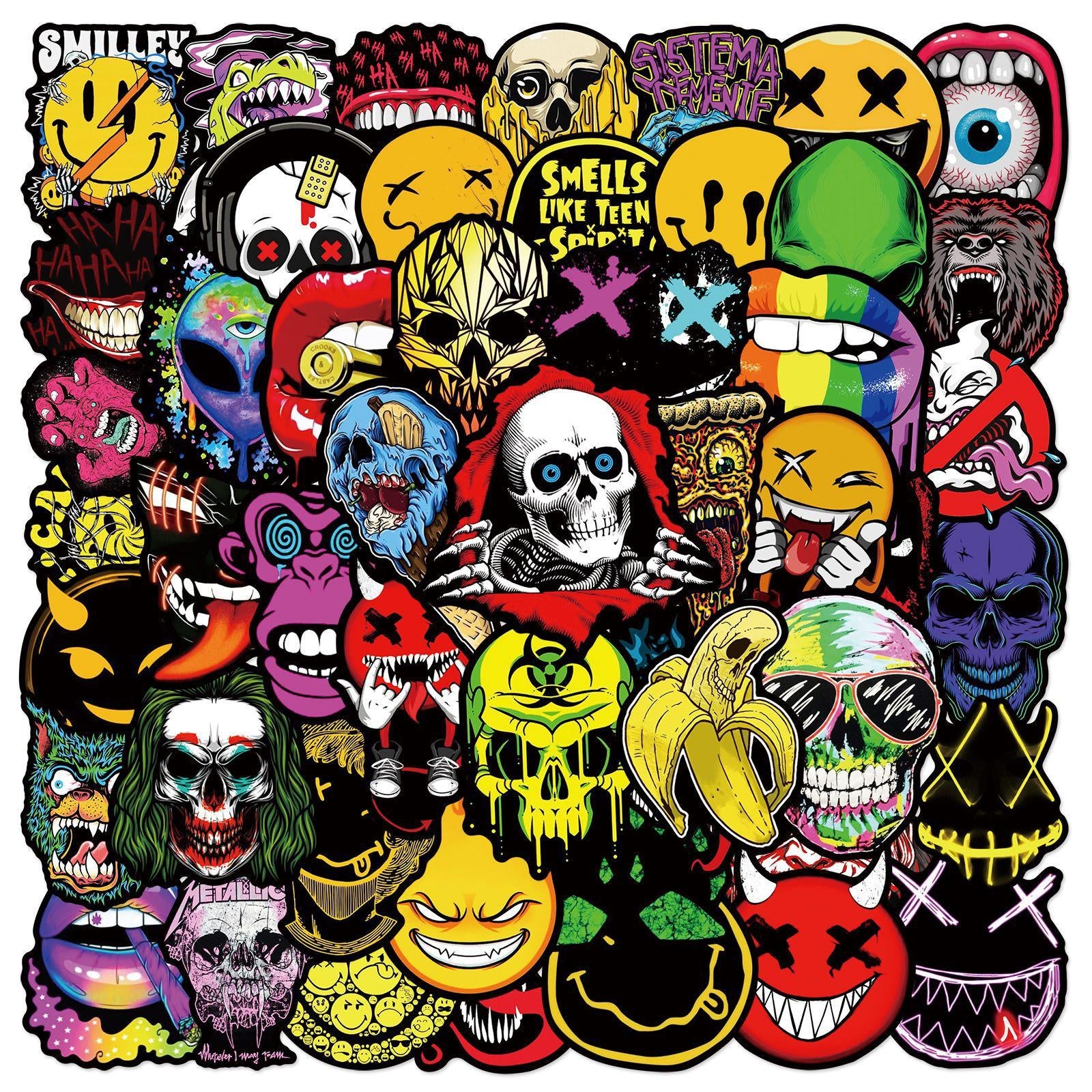 30pcs Horror Doodle Stickers for Laptop Motorcycle