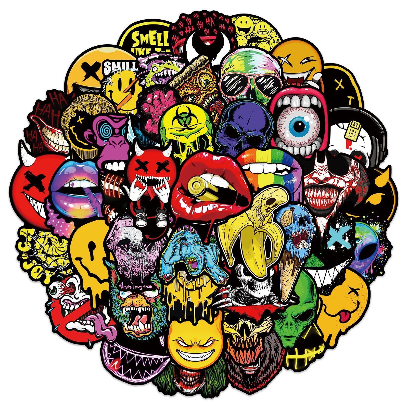 30pcs Horror Doodle Stickers for Laptop Motorcycle