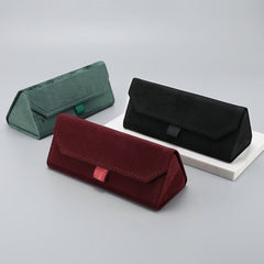 Velvet Magnetic Triangle Glasses Case Stitch Detail Sunglasses Storage Box