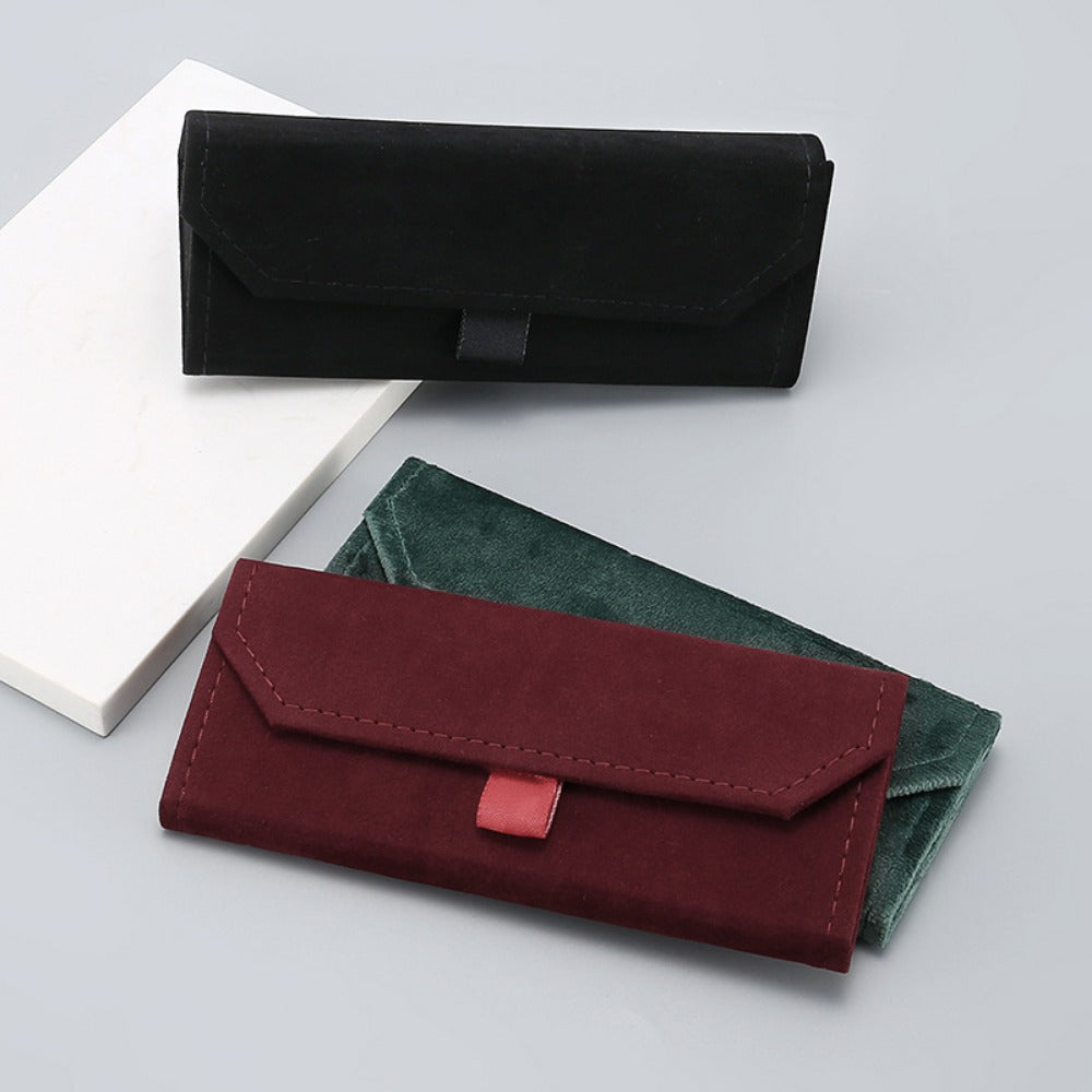 Velvet Magnetic Triangle Glasses Case Stitch Detail Sunglasses Storage Box