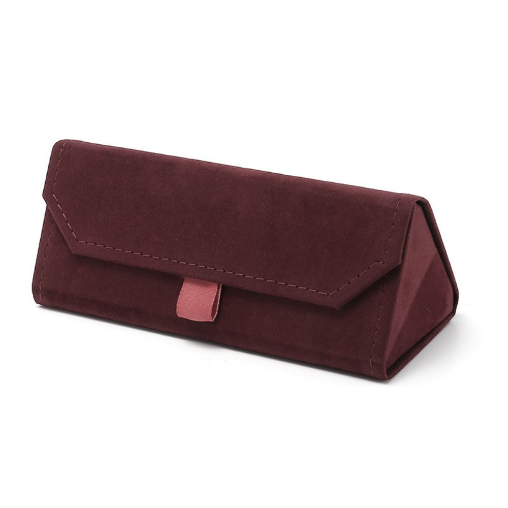 Velvet Magnetic Triangle Glasses Case Stitch Detail Sunglasses Storage Box