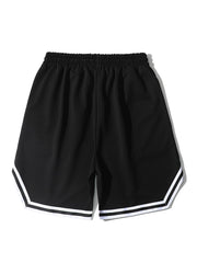 NY Stripe Comfy Shorts Men's Casual Solid Elastic Waist Shorts