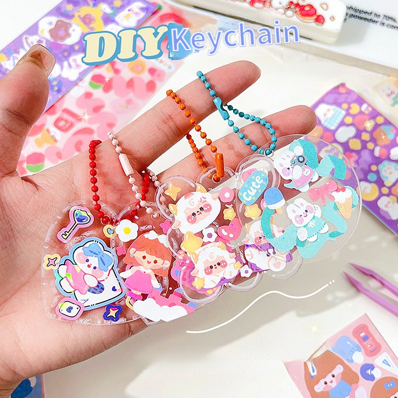 10pcs Cartoon Stickers DIY Laser Waterproof Self-adhesive Stickers