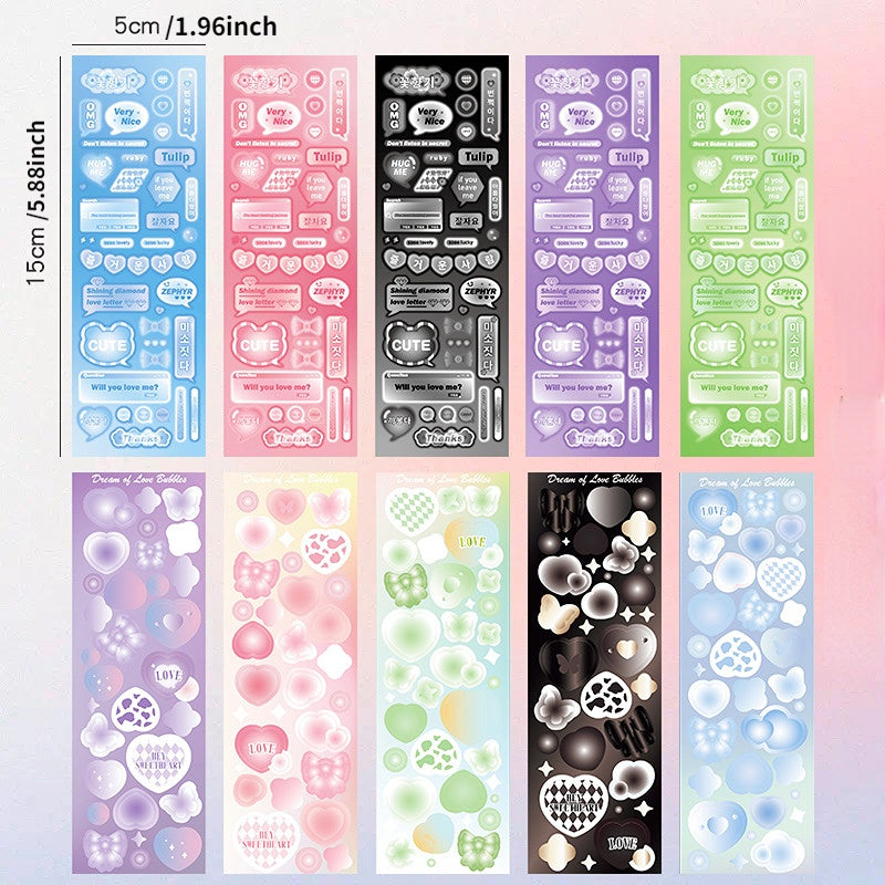 10pcs Cartoon Stickers DIY Laser Waterproof Self-adhesive Stickers