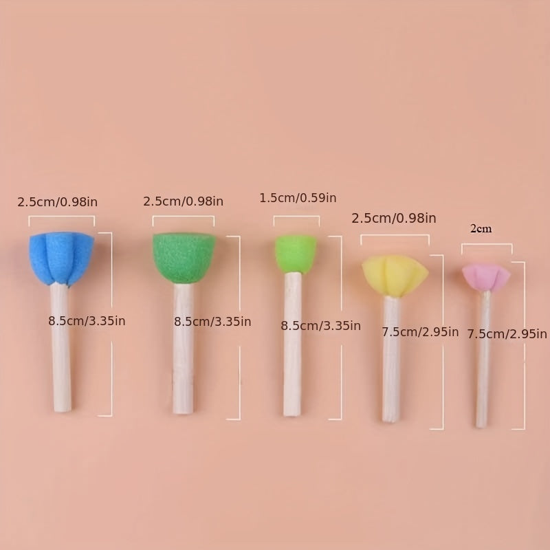 Foam Sponge Brush Set 5 Pieces for Art Painting Supplies