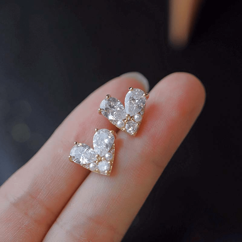 Heart Shaped Stud Earrings for Girls - Decorative Accessory Gift