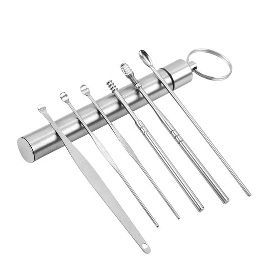 6pcs Stainless Steel Ear Cleaning Tool Set Ear Wax Remover & Protector