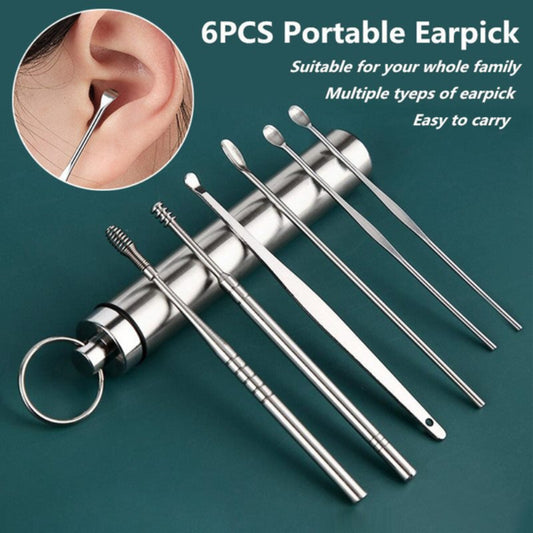 6pcs Stainless Steel Ear Cleaning Tool Set Ear Wax Remover & Protector