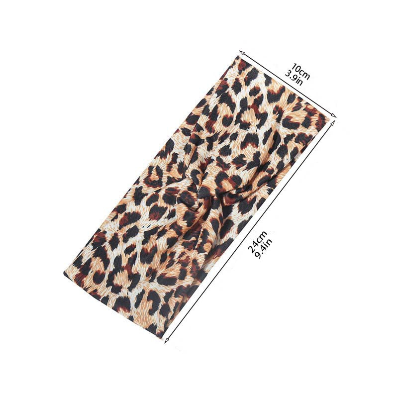 Leopard Pattern Headband Vintage Knotted Turban For Women Girls