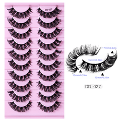 10 Pairs Fiber False Eyelashes D Curved Thick Curly Natural Eyelashes