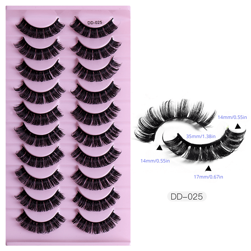 10 Pairs Fiber False Eyelashes D Curved Thick Curly Natural Eyelashes