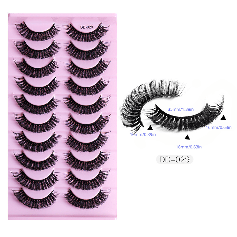10 Pairs Fiber False Eyelashes D Curved Thick Curly Natural Eyelashes