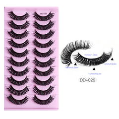 10 Pairs Fiber False Eyelashes D Curved Thick Curly Natural Eyelashes