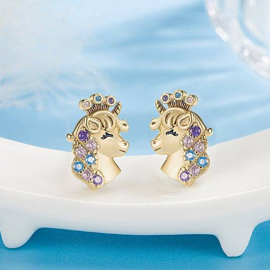 Colorful Unicorn Stud Earrings for Girls