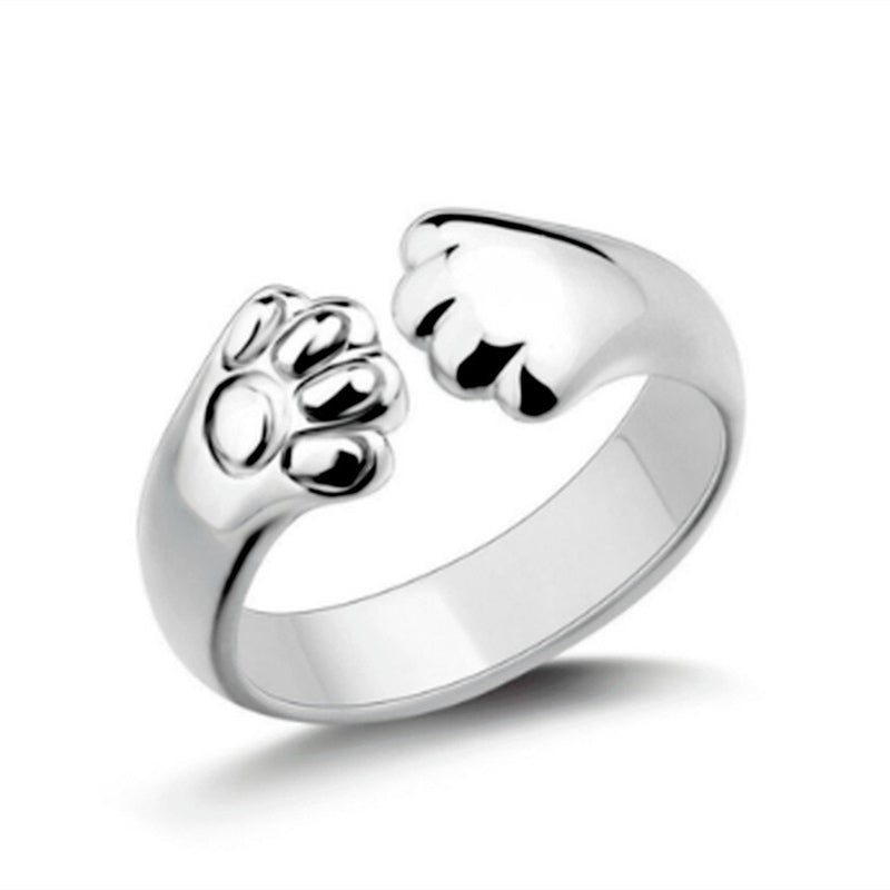 Bear Paw Embrace Open Ring Punk Style For Girls