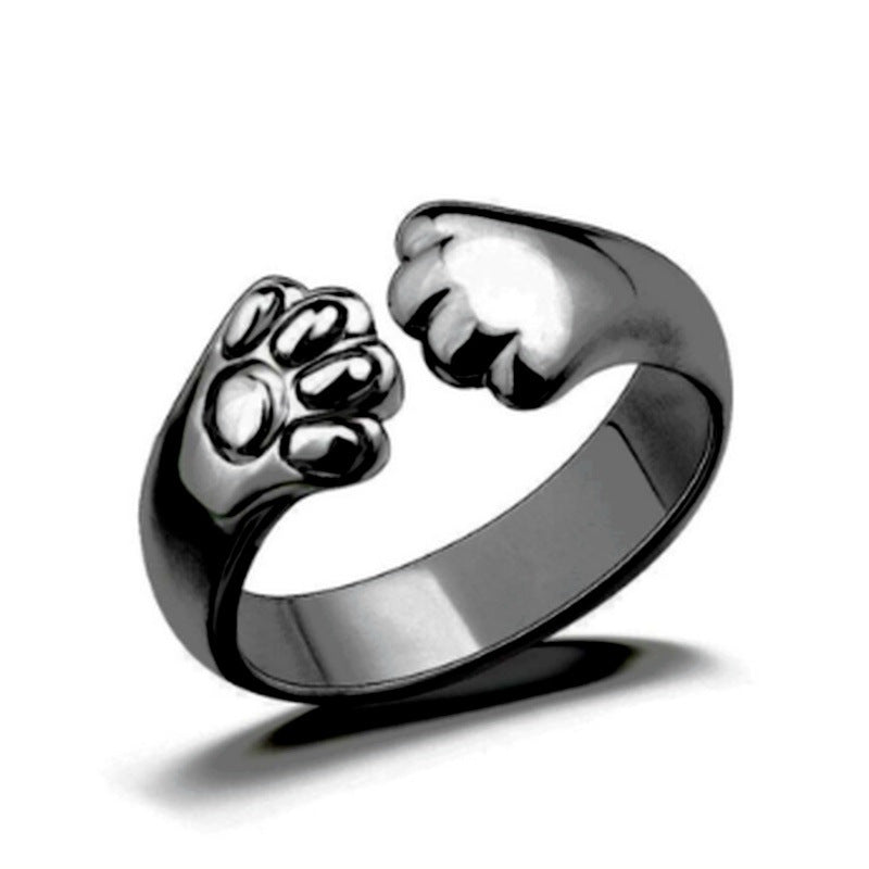 Bear Paw Embrace Open Ring Punk Style For Girls