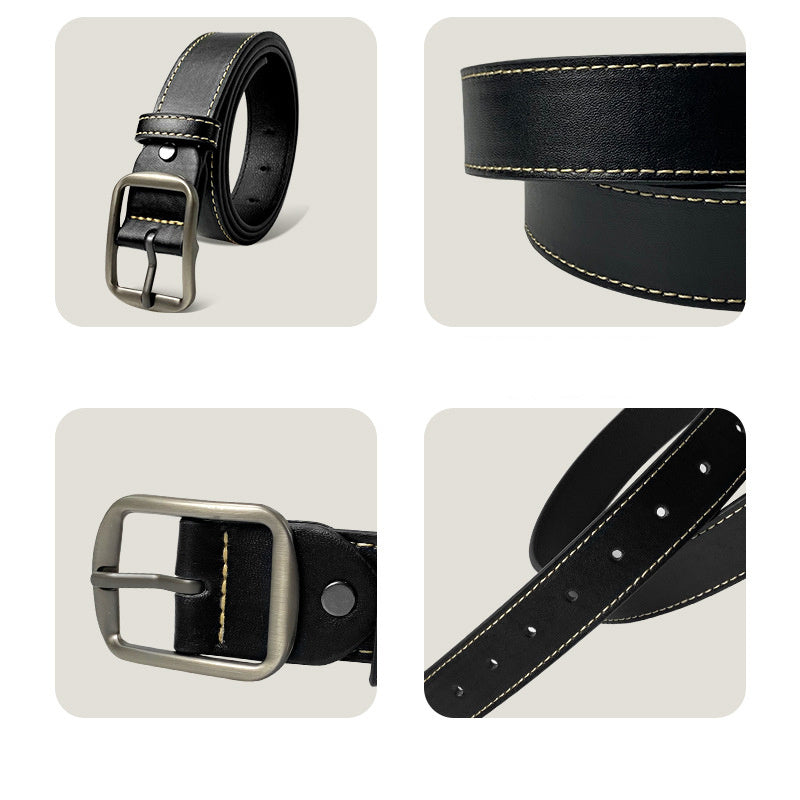 Men's Needle Buckle Leather Belt Casual Jeans Cowboy Belt