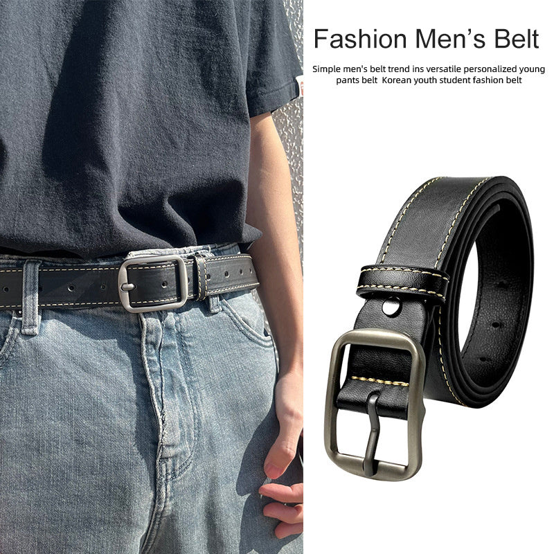 Men's Needle Buckle Leather Belt Casual Jeans Cowboy Belt