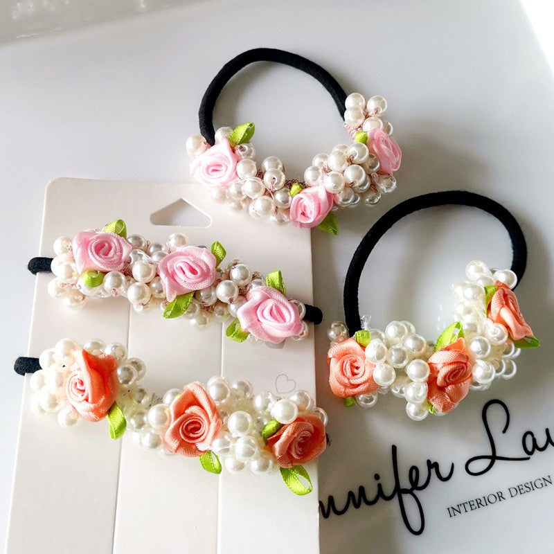 Faux Pearl Flower Hair Tie Ponytail Hair Rope Hair Accessories