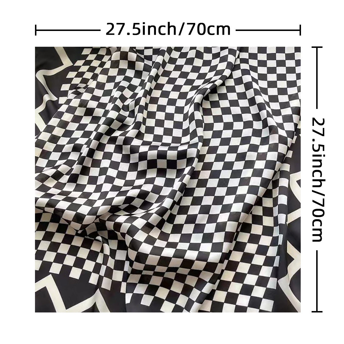 Plaid Print Square Scarf Neckerchief Bandana Silk Head Wrap Hair Accessory