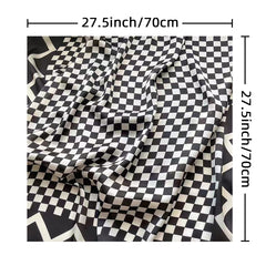 Plaid Print Square Scarf Neckerchief Bandana Silk Head Wrap Hair Accessory