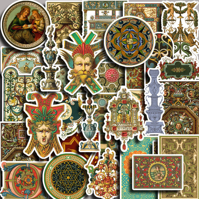 35pcs Retro Medieval Church Palace Sticker DIY Computer Student Stationery