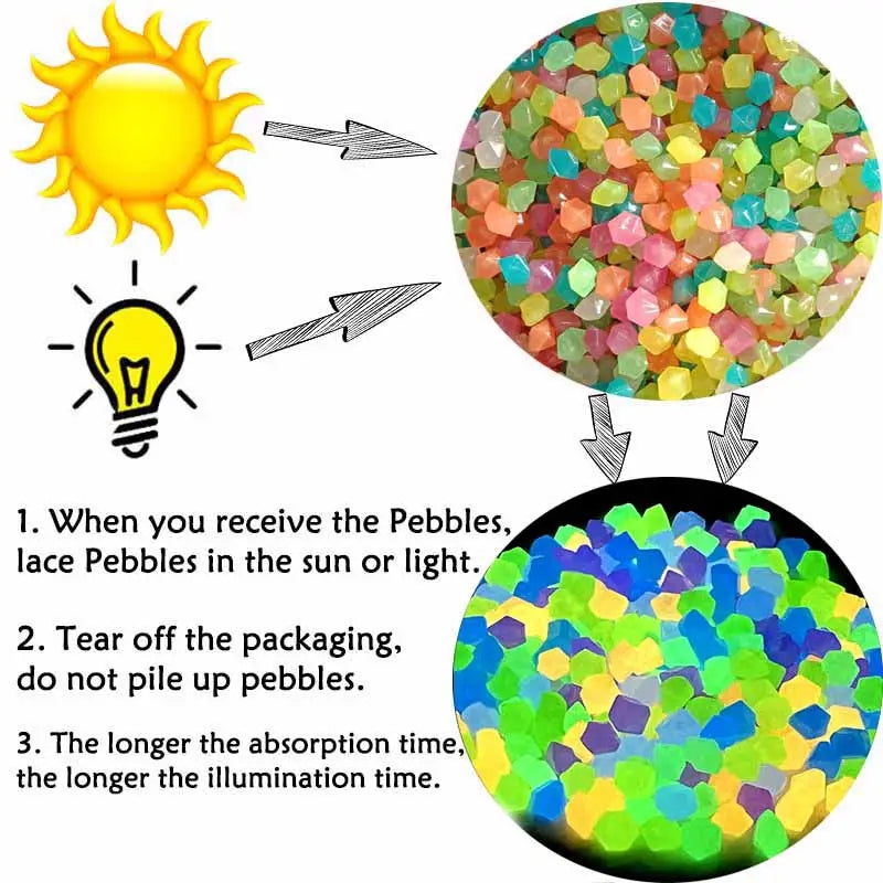 300 Glow Dark Garden Pebbles Outdoor Aquariums Decor