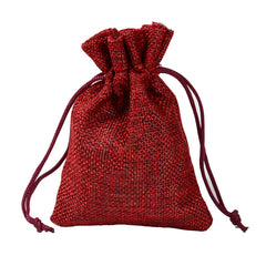 Wine Red Hemp Bundle Pocket Storage Bag Drawstring Gift Bag